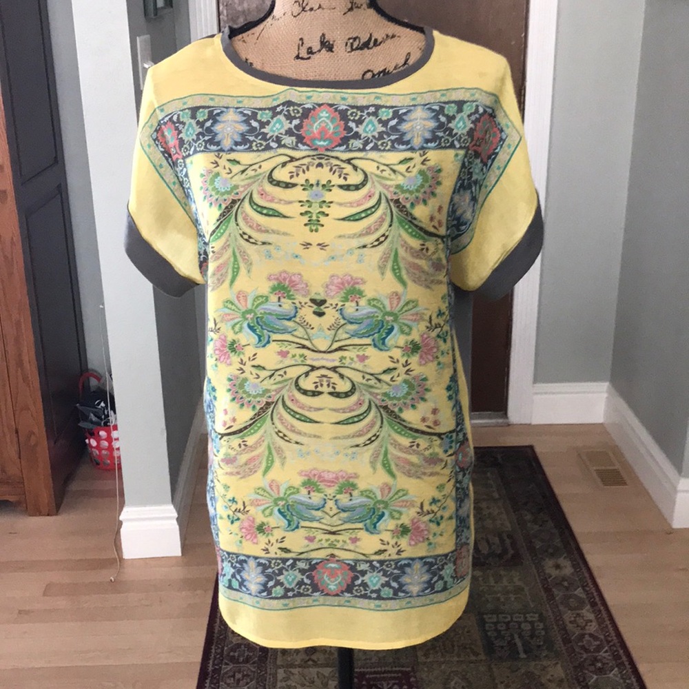 Sundance Catalog Yellow/Multi Print Top Small/Medium